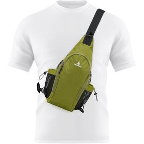 Peicees Small Sling Bag with 2 Bottle Holders, Sling Backpack Crossbody Bag Chest Daypack for Daily Use Travel, Bottle Not Included, Dark Blue