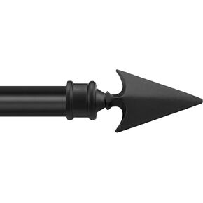 Deco Essential 2 Pack Adjustable Black Curtain Rods for Windows 66 to 120 Inch Extendable Drapery Pole with Arrow Finials & Brackets Set (3/4" Diameter)