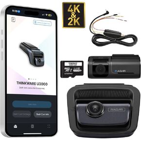 THINKWARE U3000 4K Dash Cam Front and Rear with Hardwiring Cable, Built-in Wi-Fi GPS, STARVIS Image Sensor, Parking Mode (2CH Bundle)
