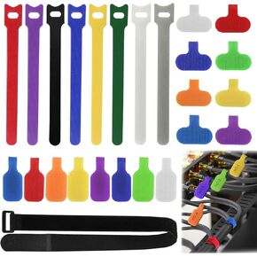 75PCS Cable Labels & Cable Ties Set, Multi-Color Reusable Cord Organizer Ties+Wire Cable Labels Tags, Cable Wrappers Lables for Cord Management Identification and Home Office Desk Organization