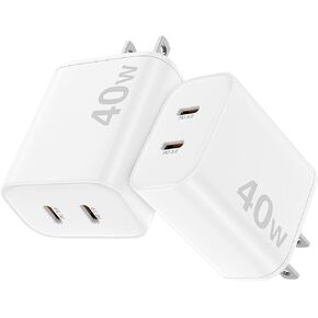 USB C Charger Block,Cabepow [2Pack] 40W Dual Port Type C Charging Blocks,USB C Wall Plug Adapter Cube Replacement for iPhone 15/15 Plus/15 Pro/15 Pro Max,14/13/12 Series,Galaxy,Pixel 4/3,iPad Pro