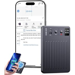 AI Voice Recorder, Digital Voice Recorder App Control, Transcribe & Summarize & Translation Empowered by ChatGPT, Wireless Charging, 107 Languages, 64GB Memory for Lecture, Meeting, Calls, Interview
