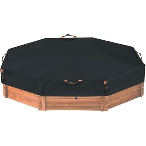 Octagonal Sandbox Cover, Windproof and Dustproof with Adjustable Hook and Loop for Stabilization, 420D Waterproof Oxford Fabric, Protect Outdoor Garden Kids Sandbox Sand and Toys (Black, 84"X78"X9"）