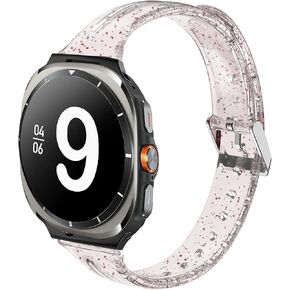 Compatible with Galaxy Watch Ultra 47mm LTE Band, Women Soft Silicone Glitter Clear Sport Strap Compatible with Galaxy Watch Ultra 47mm LTE Smartwatch