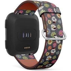 متوافق مع Fitbit Versa ، بالعكس 2 ، بالعكس - Quick Leater Leather Bracelet Bracelet Bracelet Bracelet Party - Daisies Big Daisies Colorful
