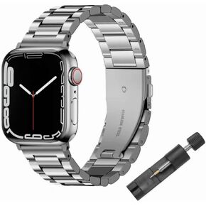 Original Straps for Apple Watch Stainless Steel Metal Replacement Bracelets for Women Men, Three Link Strap for Apple Watch1/2/3/4/5/6/SE/7/8/SE 2 /Apple Watch Ultra/Apple Watch Series 10
