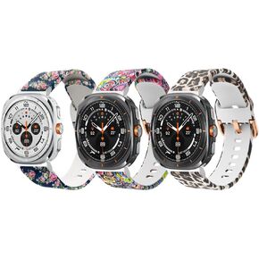 Pattern Band Compatible with Samsung Galaxy Watch 7 Ultra 47mm,Leopard camouflage Flower Silicon Strap replacement band accessory Sport wrist for Women Men