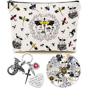 Fourth Wing Merch Book Lover Gifts Set Including Makeup Bag Keychain 50pcs Stickers, Best Gifts For Music Fans