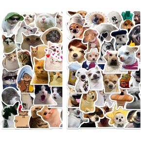 110 Pcs Funny Pet Meme Sticker Pack Dog and Cat Stickersfor Adults Teens Funny Animals Vinyl Waterproof Stickes for Laptops Water Bottles Phones Luggage