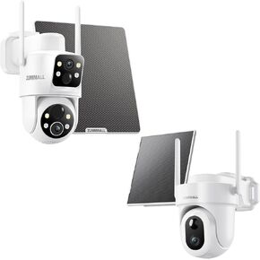 ZUMIMALL Security Cameras Wireless Outdoor with Dual Lens, Battery/Solar Camera Outdoor Wireless with Floodlight, 2.4G WiFi, 5MP Color Vision, PIR Detection