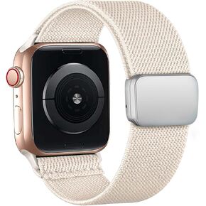 شريط مرن قابل للتعديل متوافق مع Apple Watch 49mm 46mm 45mm 44mm 42mm 41mm 38mm ، حزام نايلون ناعم مطاطي لـ Apple Watch سلسلة 10/9/8/7/6/5/4/3/2/1