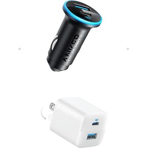 Anker (52.5W) 323 Compact Car Phone Charger and 323 (USB,Type C) 2 Port Compact Charger with Foldable Plug