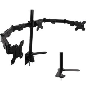 Triple Monitor Stand Adjustable，Heavy Duty Monitor Stand for Desk with 360° Rotation，±90° Tilt，Versatile VESA Mount，Accommodates Three 17-32" Screen，VESA 75×75mm/100×100mm