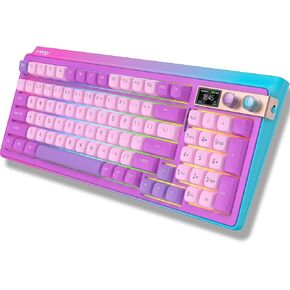 H98 Gaming Keyboard, 98% Hot Swappable Gasket Structure 3-Mode Mechanical Keyboard, 96 Keys Full Key Rollover Bluetooth Wireless Keyboard with RGB, PBT Keycaps, Screen for Windows Mac (Purple)