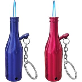 2Pack Red Blue Cool ، Butane Jet Torch Lighter ، ولاعات شعلة اللهب القابلة لإعادة الملء ، وقابلة للتعديل ، وطويلة ، شموع الشواء (بدون غاز)