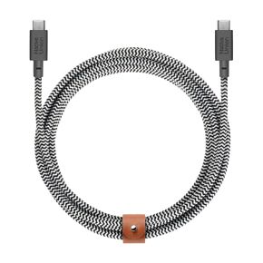 Native Union Belt Cable XL Type-C 100W– USB-C to USB-C 10ft / 3m Ultra-Strong Charging Cable with Cable Strap – Compatible with iPhone 16, MacBook Pro 14"/16" M4, Air 13"/15" M3, Surface Go 3 (Zebra)