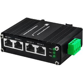 Industrial 2-Port Gigabit PoE+ Injector, 12~48VDC Input, 60W PoE Power Output, DIN-Rail & Wall Mount, -40°F to 176°F Operating Temperature, for IP Cameras & Wireless Access Points