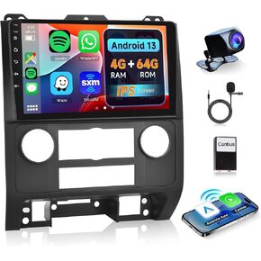 2G+64G Wireless Carplay Radio for Ford Escape Kuga 2007-2012, Rimoody Android 13 Car Stereo for Mazda Tribute 2007-2012 Android Auto 9 Inch Touchscreen GPS WiFi Bluetooth FM/RDS EQ + Backup Camera in Kuwait