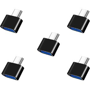محول USB-C إلى USB 3.0 أنثى ، 5 عبوات ، متوافقة مع MacBook Pro Air ، Surface ، iPad ، Space Gray (Black)