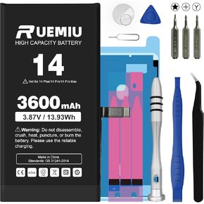 3600mAh Battery for iPhone 14,Upgraded High Capacity fit for iPhone 14 A2882 A2649 A2881 A2884 A2883 with Complete Repair Tool Kits