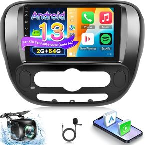 [2+64G] NHOPEEW Car Stereo for Kia Soul 2014-2019 (Auto AC) - Wireless Carplay and Android Auto - 9 Inch Touchscreen Android Car Radio - DSP/WiFi/GPS Navi/SWC/Bluetooth + AHD Backup Camera