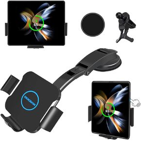 15W Wireless Car Charger Mount for Galaxy Z Fold 5/4/3 car Mount/Accessories,Fast Charging Phone Holder for Samsung S23 22 Ultra,iPhone 15/14/13/12 Series[with QC 3.0]