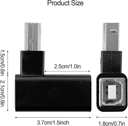 4Pcs 90 Degrees USB 2.0 Type-B Printer Adapter, USB 2.0 B Male to Type-B Female Printer Adapter for Printer, Scanner, Fax, Mobile HDD Printer Short Extension Cable(Left+Right) in Saudi Arabia