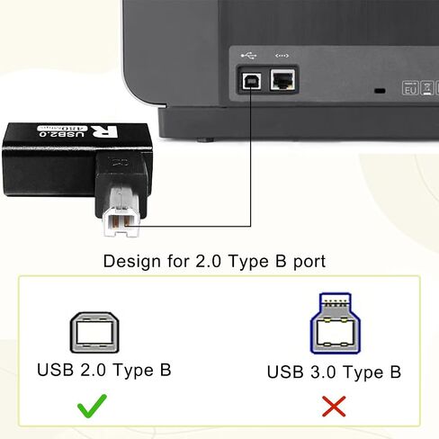 4Pcs 90 Degrees USB 2.0 Type-B Printer Adapter, USB 2.0 B Male to Type-B Female Printer Adapter for Printer, Scanner, Fax, Mobile HDD Printer Short Extension Cable(Left+Right) in Saudi Arabia