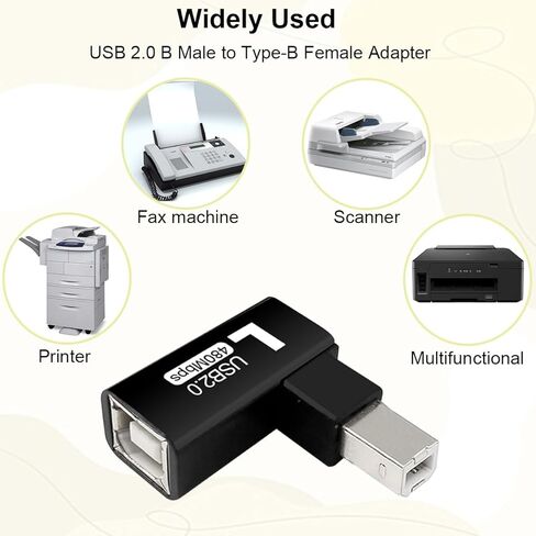 4Pcs 90 Degrees USB 2.0 Type-B Printer Adapter, USB 2.0 B Male to Type-B Female Printer Adapter for Printer, Scanner, Fax, Mobile HDD Printer Short Extension Cable(Left+Right) in Saudi Arabia