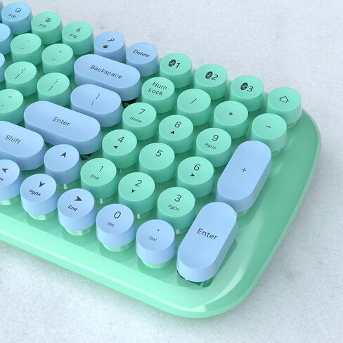 UBOTIE Colorful Bluetooth 100Keys Keyboards, Wireless Compact Rainbow Gradual Colors Retro Typewriter Flexible Keyboard for Tablet, Cellphones, PC(Blue Gradient) in Kuwait