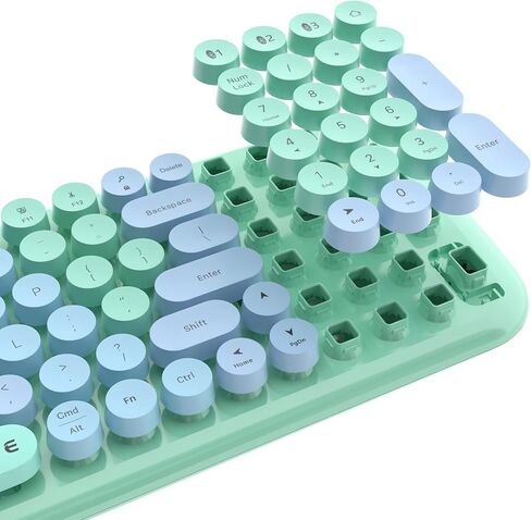 UBOTIE Colorful Bluetooth 100Keys Keyboards, Wireless Compact Rainbow Gradual Colors Retro Typewriter Flexible Keyboard for Tablet, Cellphones, PC(Blue Gradient) in Kuwait