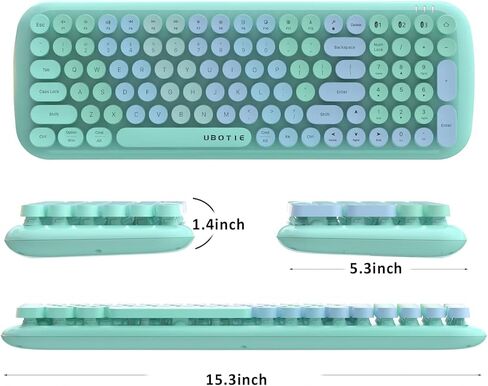 UBOTIE Colorful Bluetooth 100Keys Keyboards, Wireless Compact Rainbow Gradual Colors Retro Typewriter Flexible Keyboard for Tablet, Cellphones, PC(Blue Gradient) in Kuwait