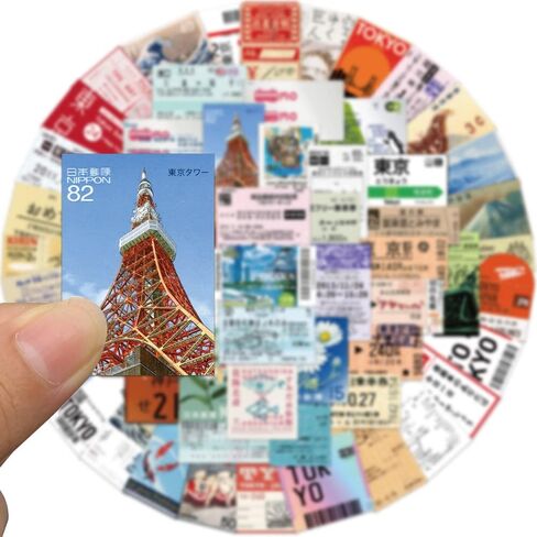 60pcs Tokyo Travel Stamps Stickers for Teens Laptops,Vintage Aesthetic Postage Stamp Stickers Waterproof Vinyl Decals for Scrapbook Water Bottle Journal Suitcase Notebook Bumper (Stamps) in Saudi Arabia