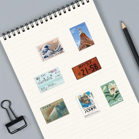60pcs Tokyo Travel Stamps Stickers for Teens Laptops,Vintage Aesthetic Postage Stamp Stickers Waterproof Vinyl Decals for Scrapbook Water Bottle Journal Suitcase Notebook Bumper (Stamps) in Saudi Arabia