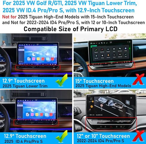 TTCR-II 2-PCs for 2025 Volkswagen Golf R/GTI Screen Protector 12.9 Inch, for 2025 VW ID4 ID.4 Tempered Glass Screen Protector Pro/Pro S/S AWD 12.9 Inch in Saudi Arabia