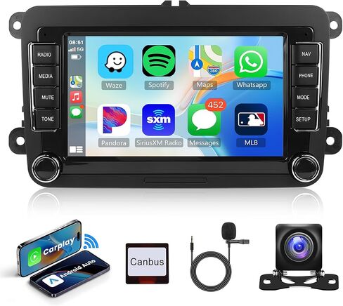 4G+64G CarPlay Radio for VW Passat Jetta Tiguan Golf MK5 MK6 T5 EOS Polo, Rimoody Android 13 Car Stereo 7 Inch Touch Screen Android Auto GPS Navigation Bluetooth FM SWC Backup Camera in Saudi Arabia