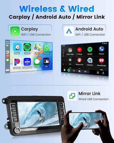 4G+64G CarPlay Radio for VW Passat Jetta Tiguan Golf MK5 MK6 T5 EOS Polo, Rimoody Android 13 Car Stereo 7 Inch Touch Screen Android Auto GPS Navigation Bluetooth FM SWC Backup Camera in Saudi Arabia