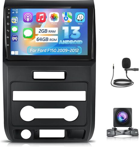 [2+64G] NHOPEEW Car Radio for Ford F150 F-150 F 150 2009-2012 - Wireless Carplay and Android Auto - 9 Inch Touchscreen Android Car Stereo with DSP/Multiple UI/GPS/WiFi/SWC + AHD Backup Camera in Kuwait