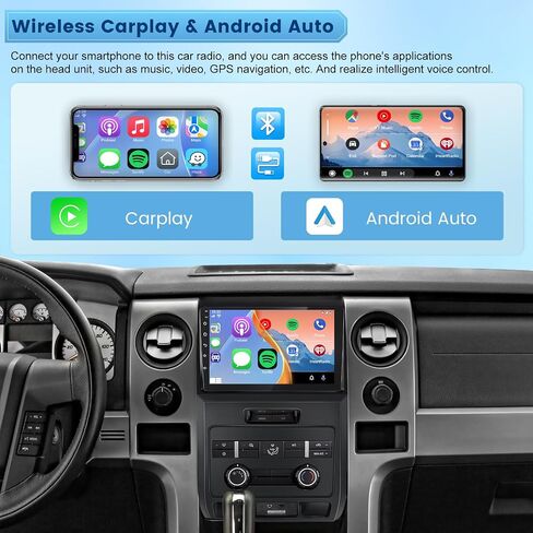 [2+64G] NHOPEEW Car Radio for Ford F150 F-150 F 150 2009-2012 - Wireless Carplay and Android Auto - 9 Inch Touchscreen Android Car Stereo with DSP/Multiple UI/GPS/WiFi/SWC + AHD Backup Camera in Kuwait
