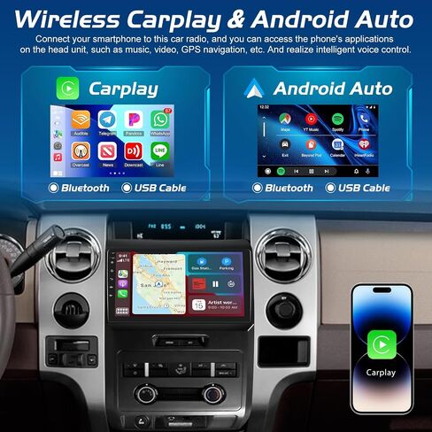 [2 + 64g] راديو سيارة NHOPEEW لـ FORD F150 F -150 F 150 2009-2012 - CARPLAY اللاسلكي و Android AUTO - 9 بوصة شاشة تعمل باللمس باستخدام CAREO DSP/GPS/WIFI/SWC + AHD in Kuwait