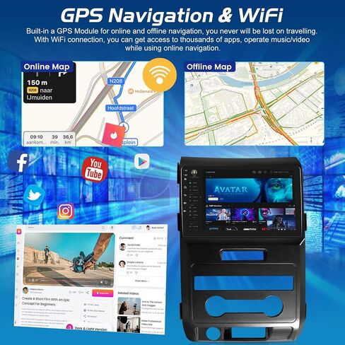 [2 + 64g] راديو سيارة NHOPEEW لـ FORD F150 F -150 F 150 2009-2012 - CARPLAY اللاسلكي و Android AUTO - 9 بوصة شاشة تعمل باللمس باستخدام CAREO DSP/GPS/WIFI/SWC + AHD in Kuwait