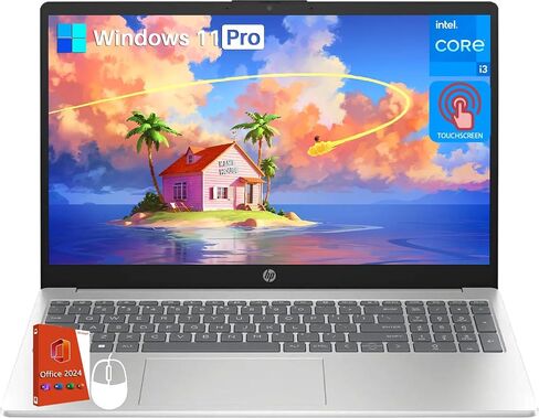 HP 15.6" Touchscreen Laptop Windows 11 Pro, Intel i3-1215U(Up to 4.4GHz), Intel UHD Graphics, 32 GB RAM, 1 TB SSD, Long Battery Life, Wi-Fi 6E, Business & Student, Office Pro 2024 Lifetime License in Saudi Arabia