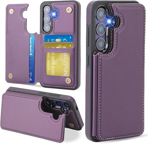 ASAPDOS for Samsung Galaxy S25 Ultra Case with Card Holder,PU Leather Shockproof Flip Case with RFID Blocking Card Holder and Kickstand for Men Women Brown in Saudi Arabia