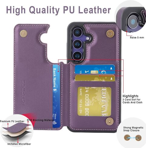 ASAPDOS for Samsung Galaxy S25 Ultra Case with Card Holder,PU Leather Shockproof Flip Case with RFID Blocking Card Holder and Kickstand for Men Women Brown in Saudi Arabia