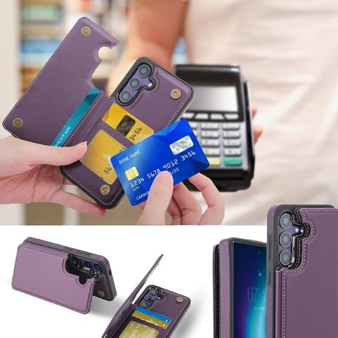 ASAPDOS for Samsung Galaxy S25 Ultra Case with Card Holder,PU Leather Shockproof Flip Case with RFID Blocking Card Holder and Kickstand for Men Women Brown in Saudi Arabia