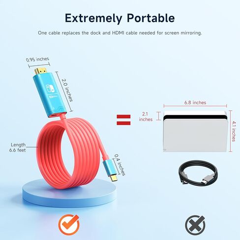 10FT/3m USB C to HDMI Cable Compatible with Nintendo Switch NS/OLED/Steam Deck/ROG Ally, Portable TV Connector Dock for Screen Mirroring, 4K@30Hz, Blue in Saudi Arabia