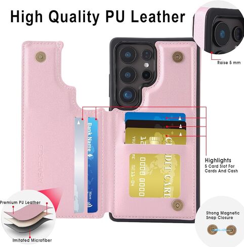 ASAPDOS لـ Samsung Galaxy S25 Ultra Case مع حامل البطاقة ، PU Leather Froofcling Flip مع حامل بطاقة RFID و Kickstand للرجال البني in Kuwait