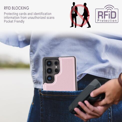ASAPDOS لـ Samsung Galaxy S25 Ultra Case مع حامل البطاقة ، PU Leather Froofcling Flip مع حامل بطاقة RFID و Kickstand للرجال البني in Kuwait