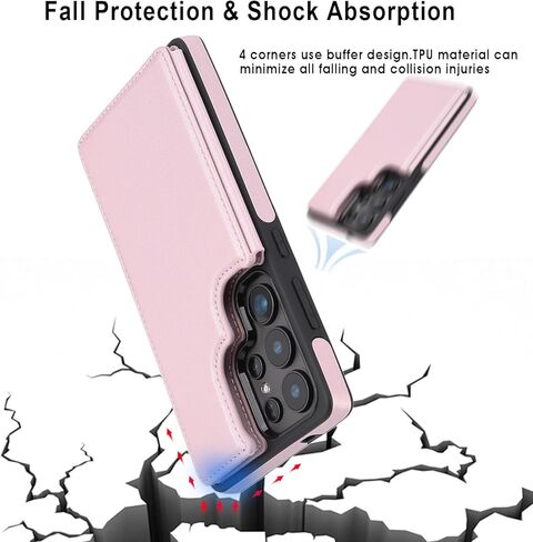 ASAPDOS لـ Samsung Galaxy S25 Ultra Case مع حامل البطاقة ، PU Leather Froofcling Flip مع حامل بطاقة RFID و Kickstand للرجال البني in Kuwait