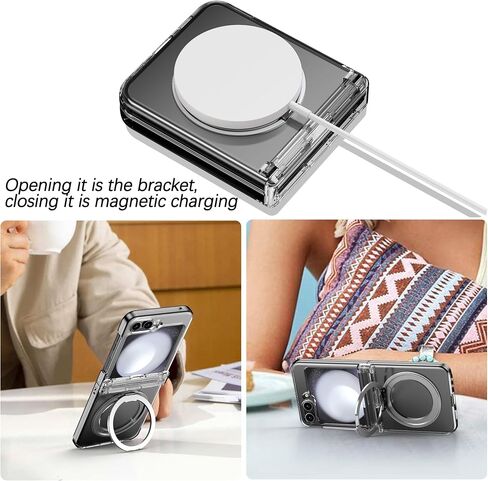 for Samsung Galaxy Z Flip 6 Magnetic Case with Hinge Protection& Kickstand,[Compatible with MagSafe] Slim Case with Invisible Ring Stand Soft TPU Protective Case for Galaxy Z Flip 6 5G,Purple in Saudi Arabia